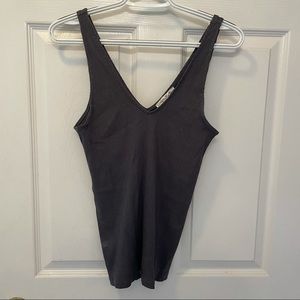 Charcoal ribbed tank top